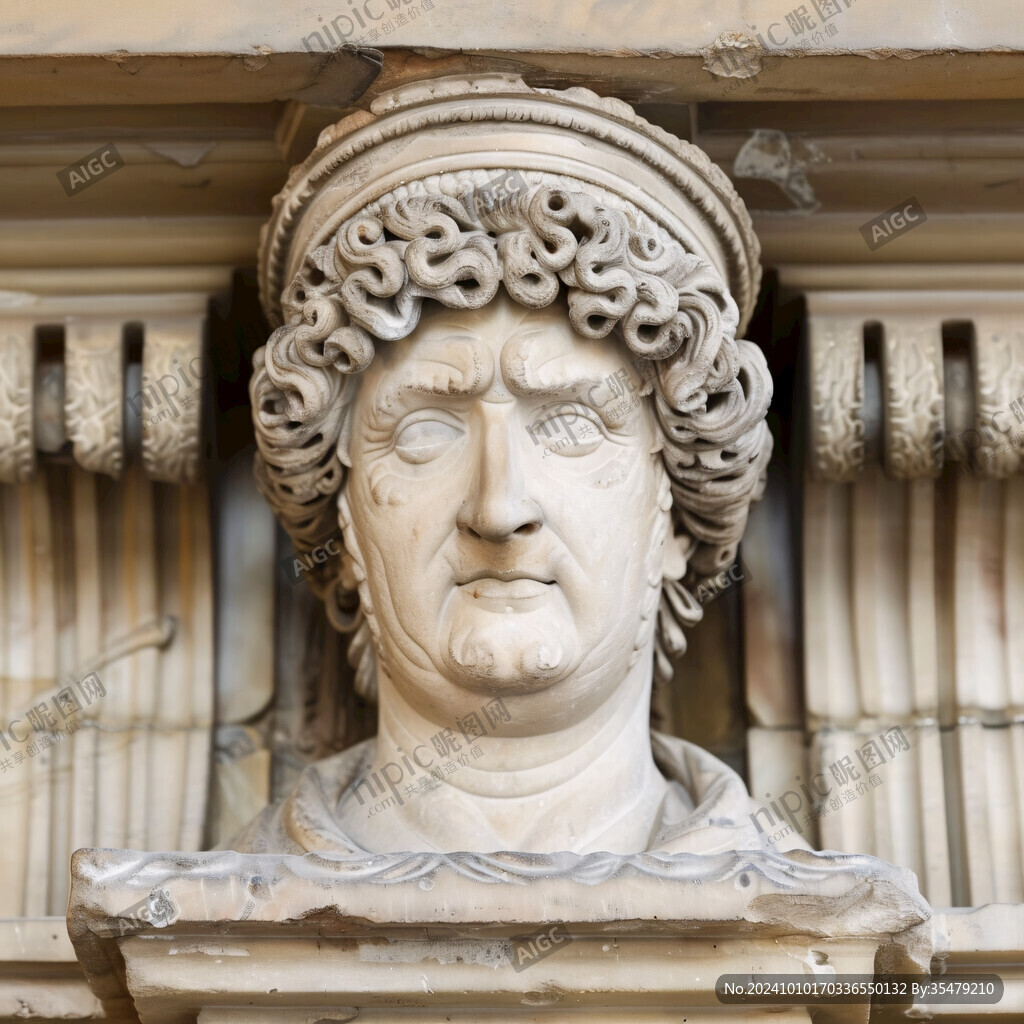 古罗马祭司大理石头像