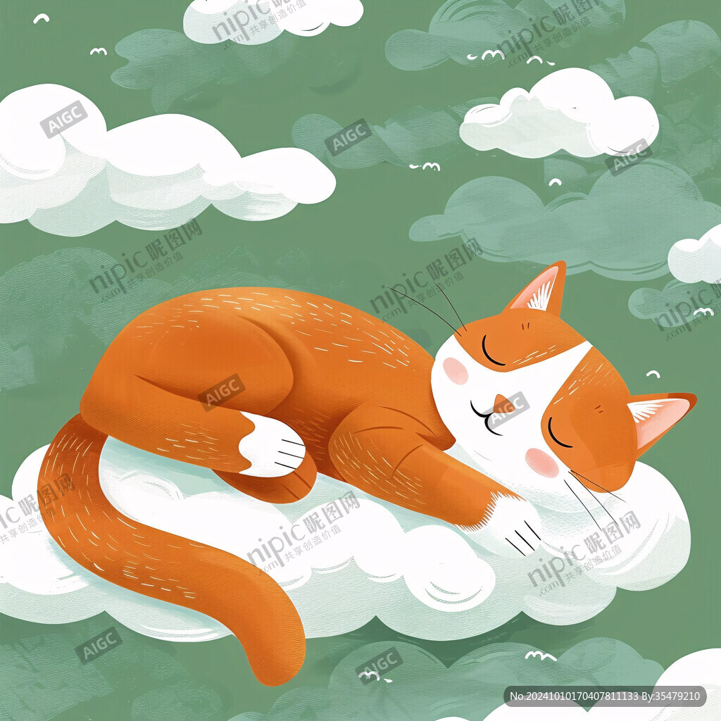 晒太阳的猫插画