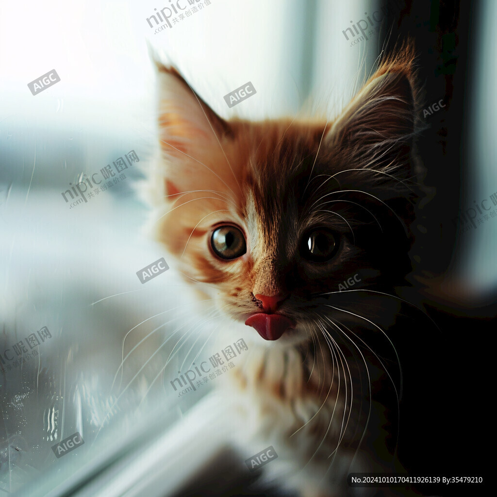 手绘大眼萌猫咪装饰画