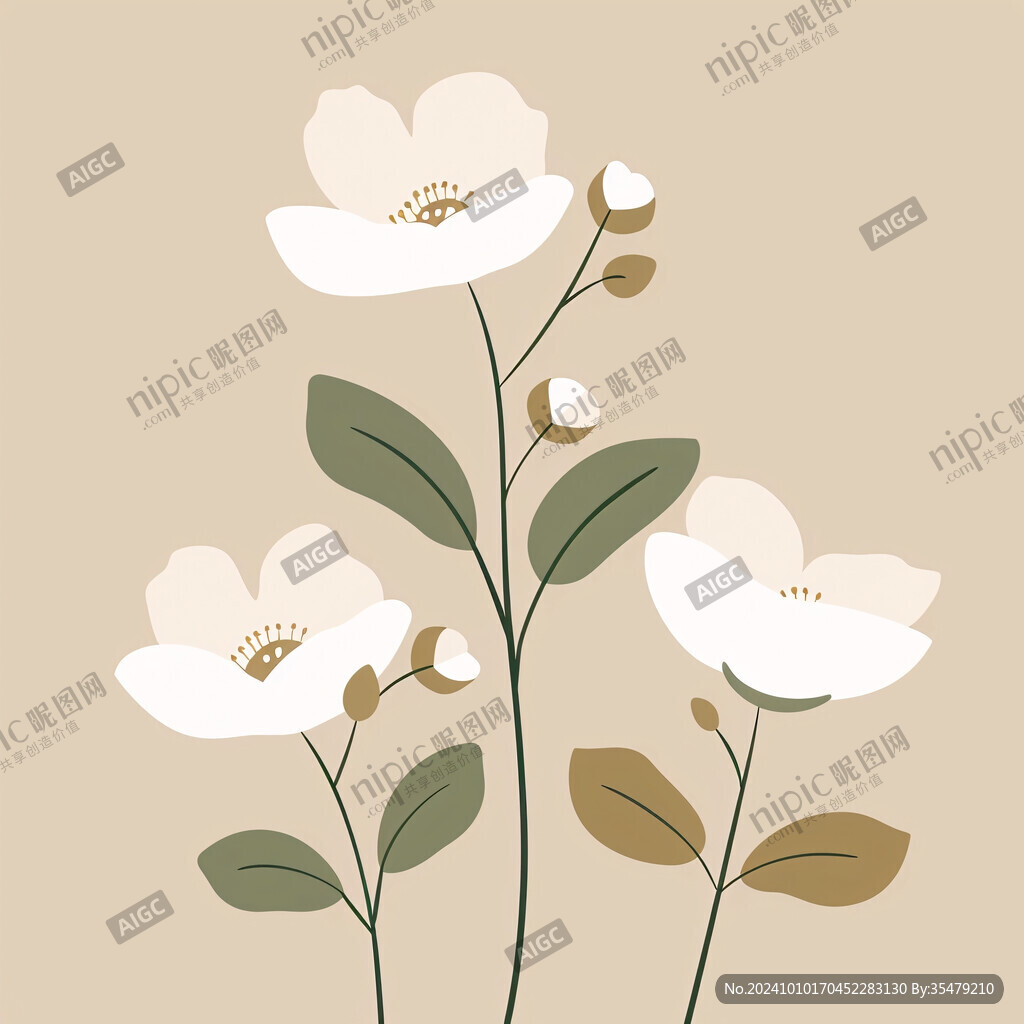 手绘奶油风花卉装饰画