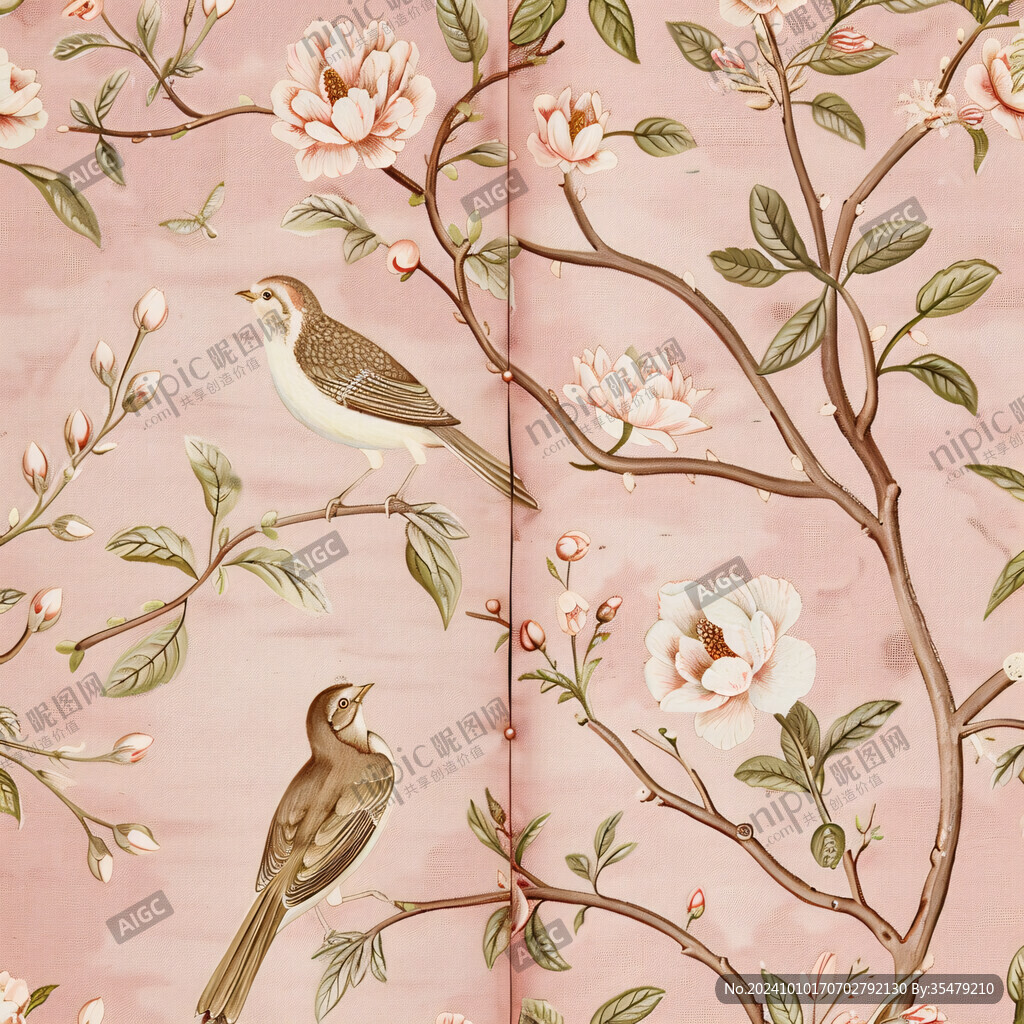 玉兰花花鸟墙纸