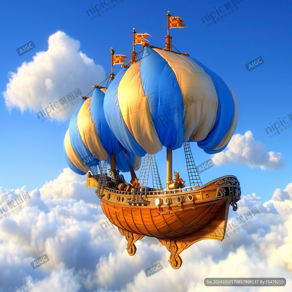 可爱漫画白色海盗船