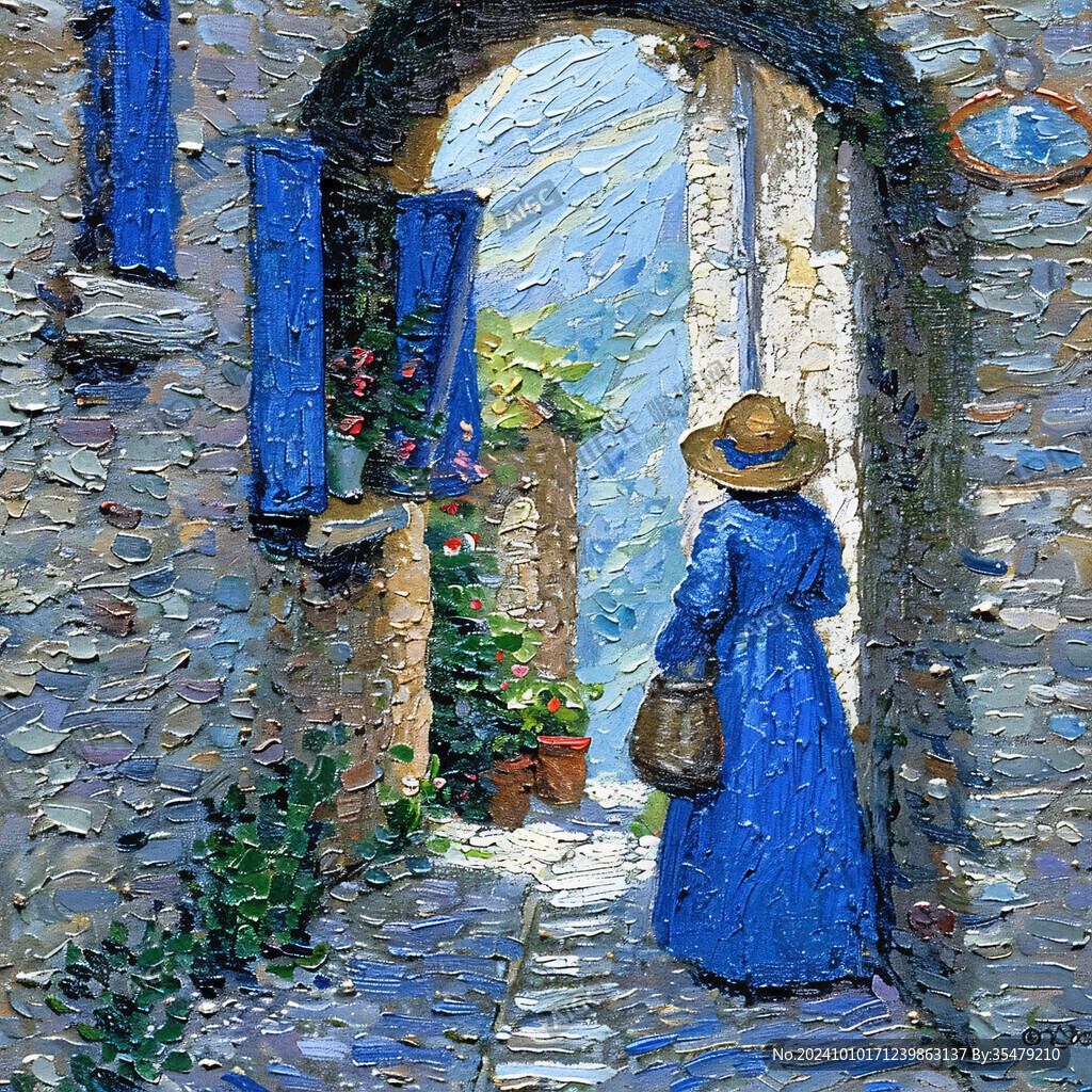 手绘地中海油画