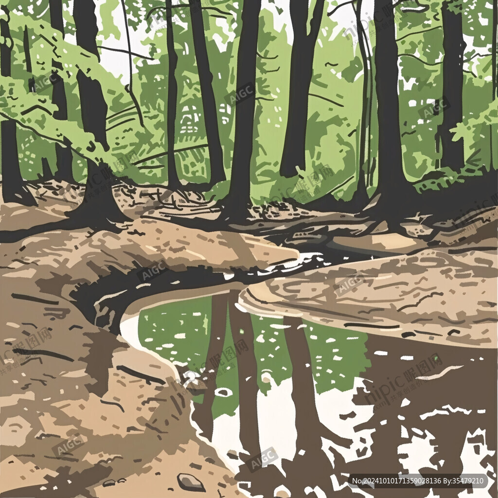 手绘森林植物树桩图片