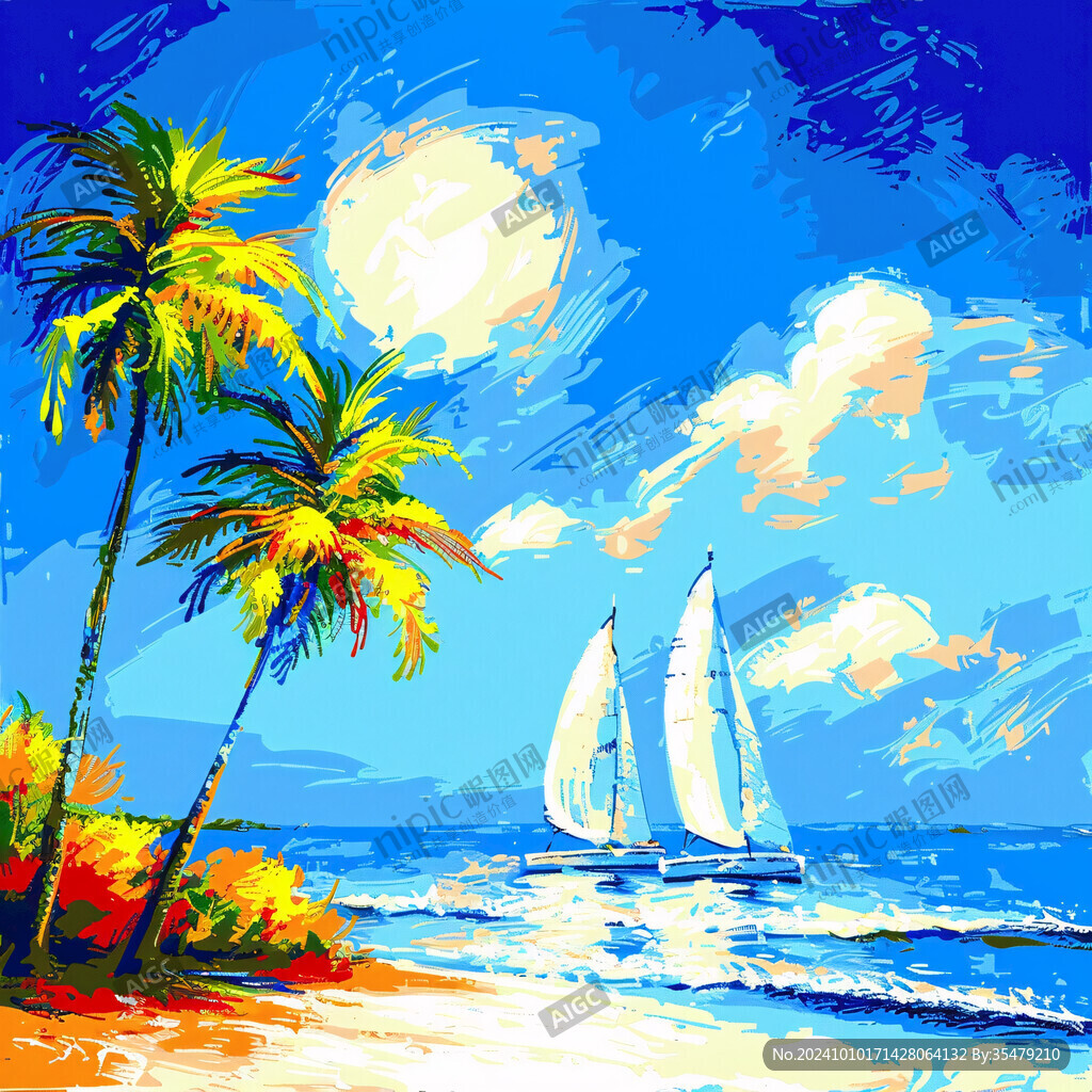 帆船风景画