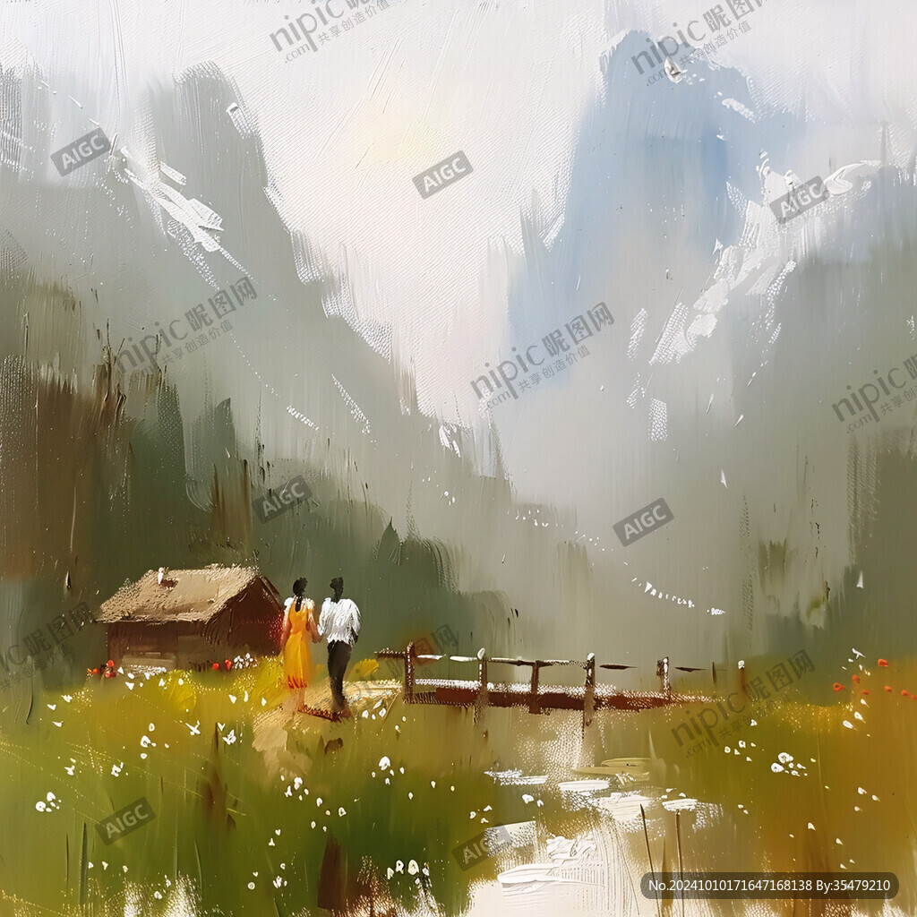 插画藏族水彩水墨山水