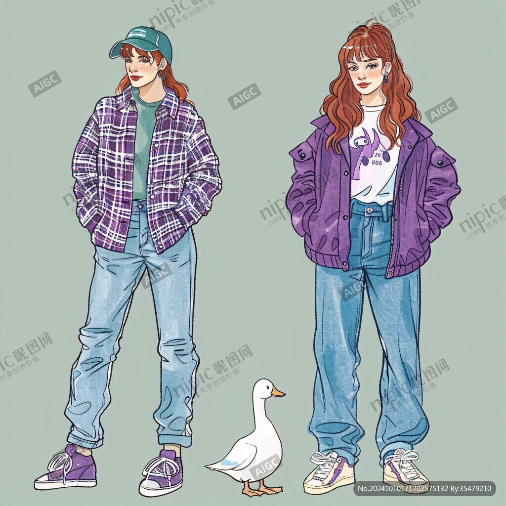 穿搭插画