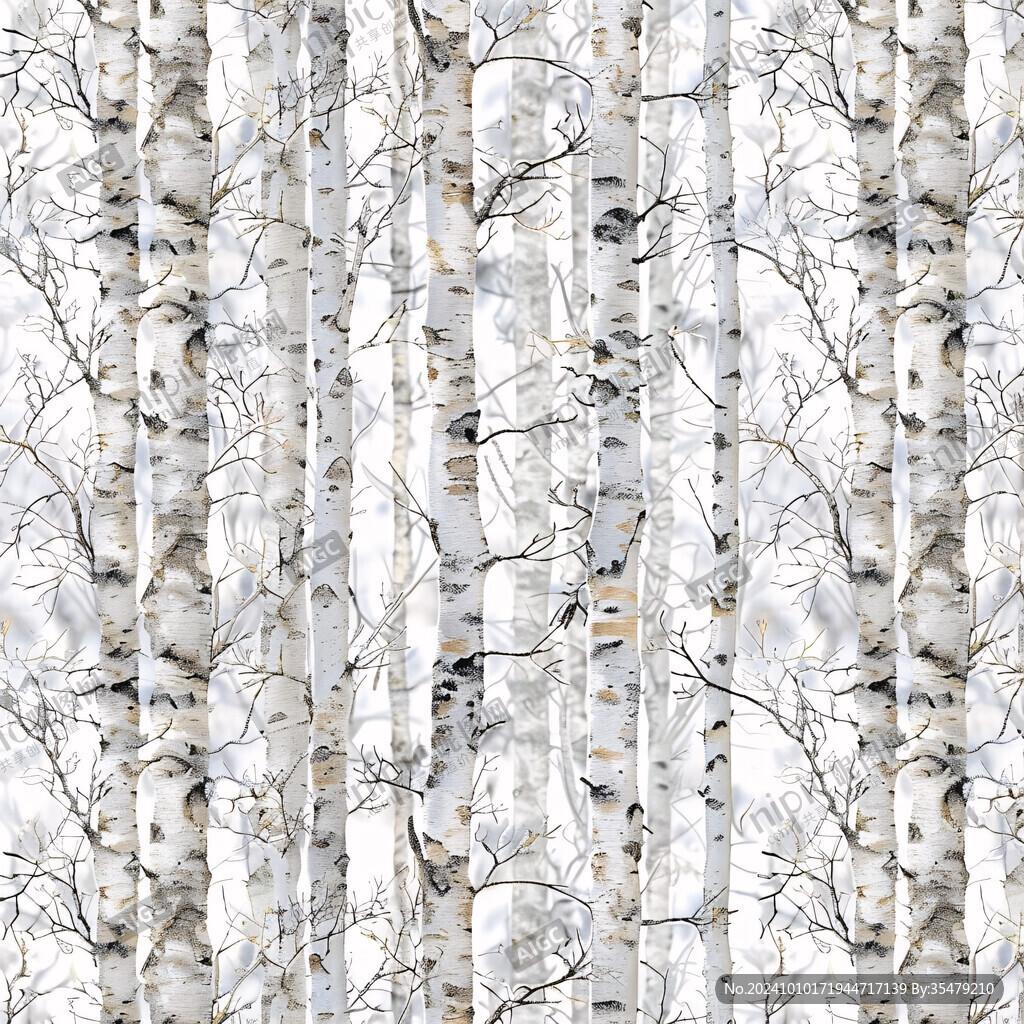 电脑画抽象秋季白桦林