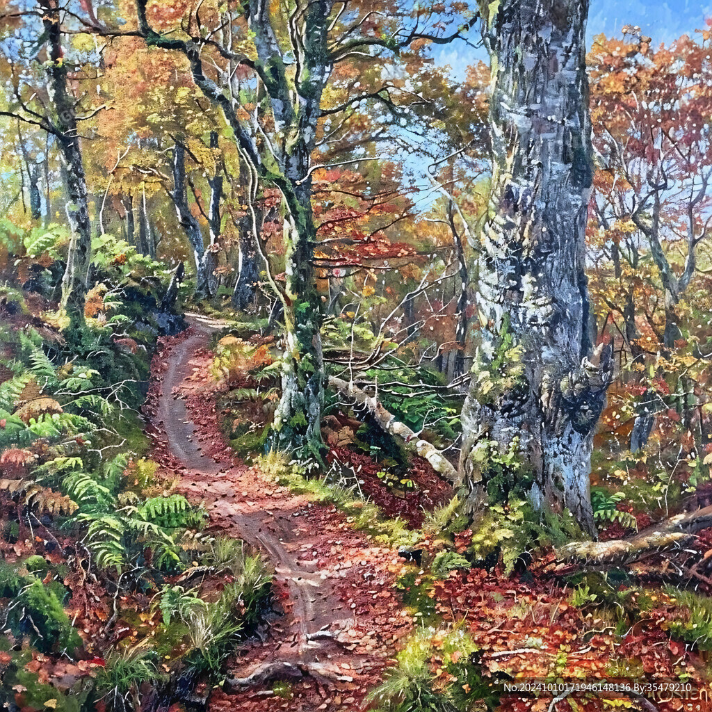 秋天美景秋天森林画