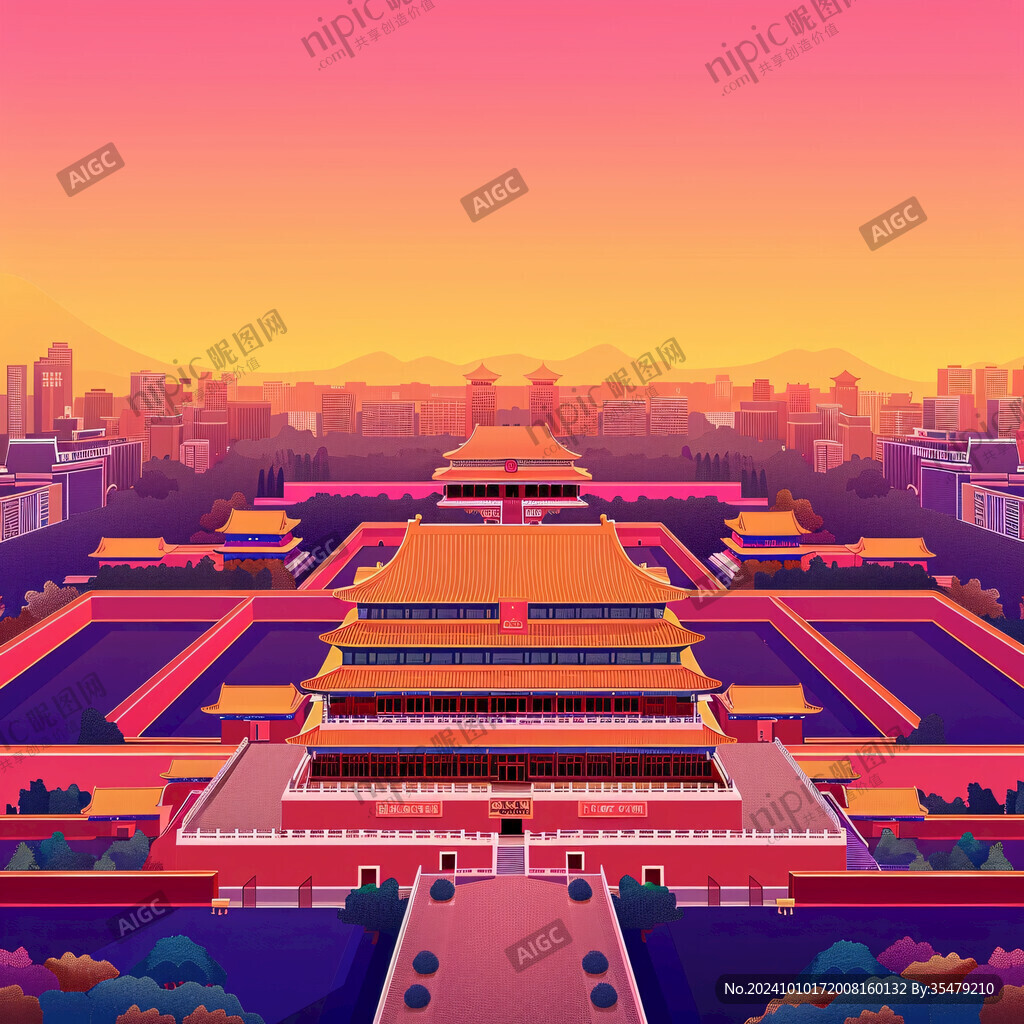 紫禁城全景插画
