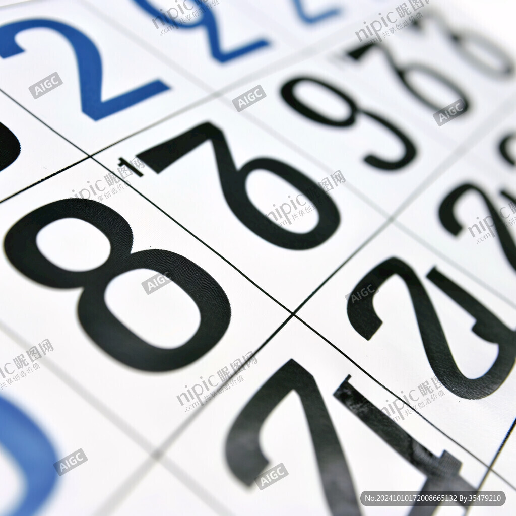 大字简约数字台历模板