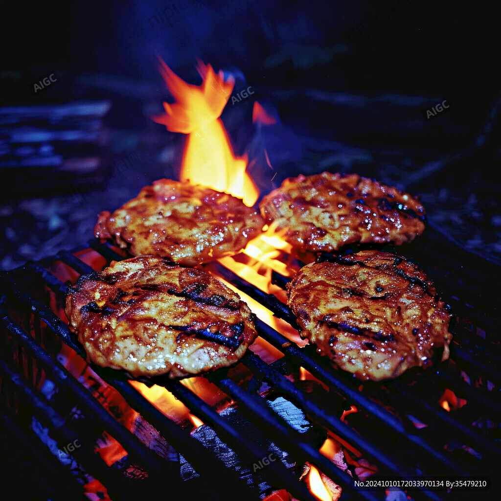 烤汉堡肉饼素材