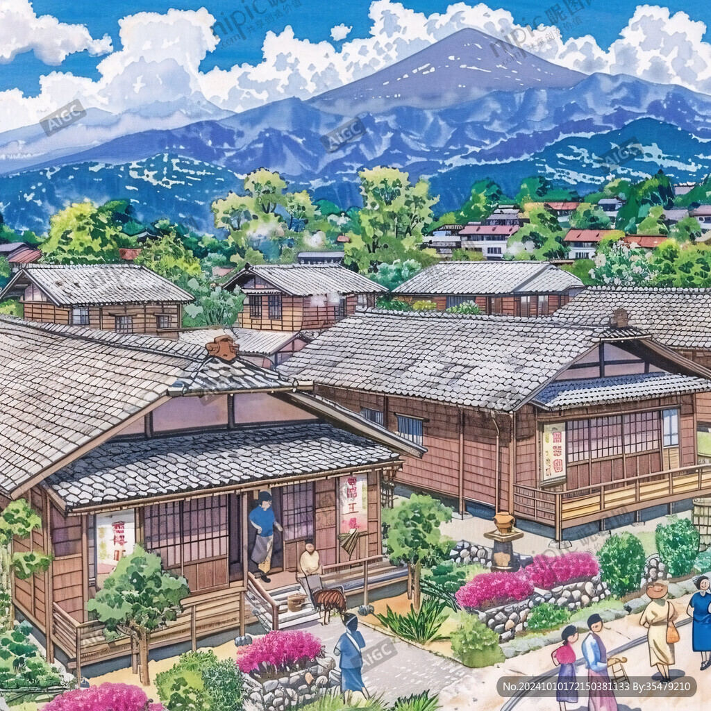 日本人物生活场景图