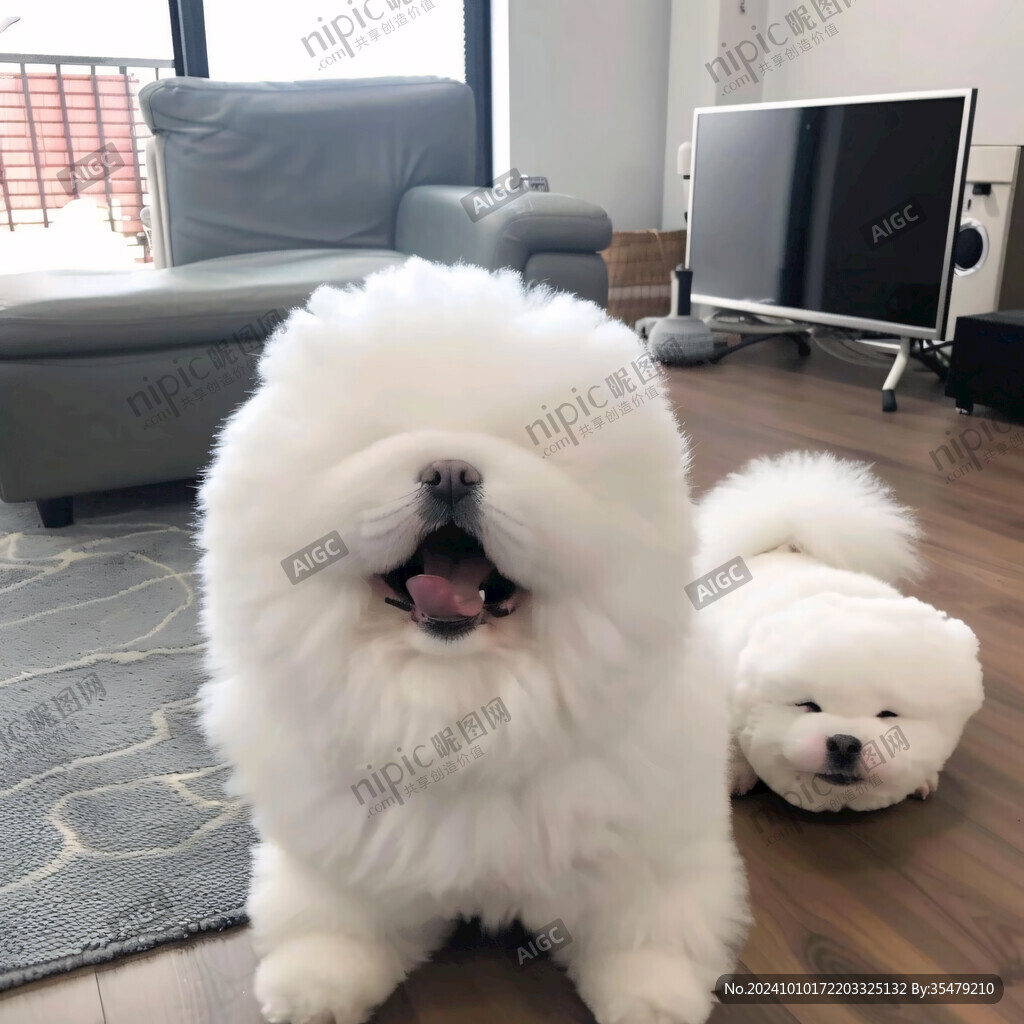 无辜可爱搞怪萨摩耶犬