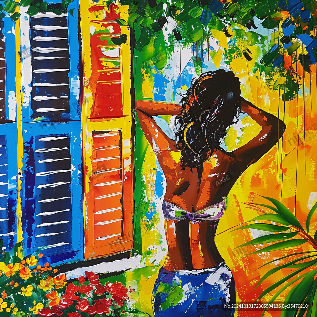 海滩比基尼女孩装饰画