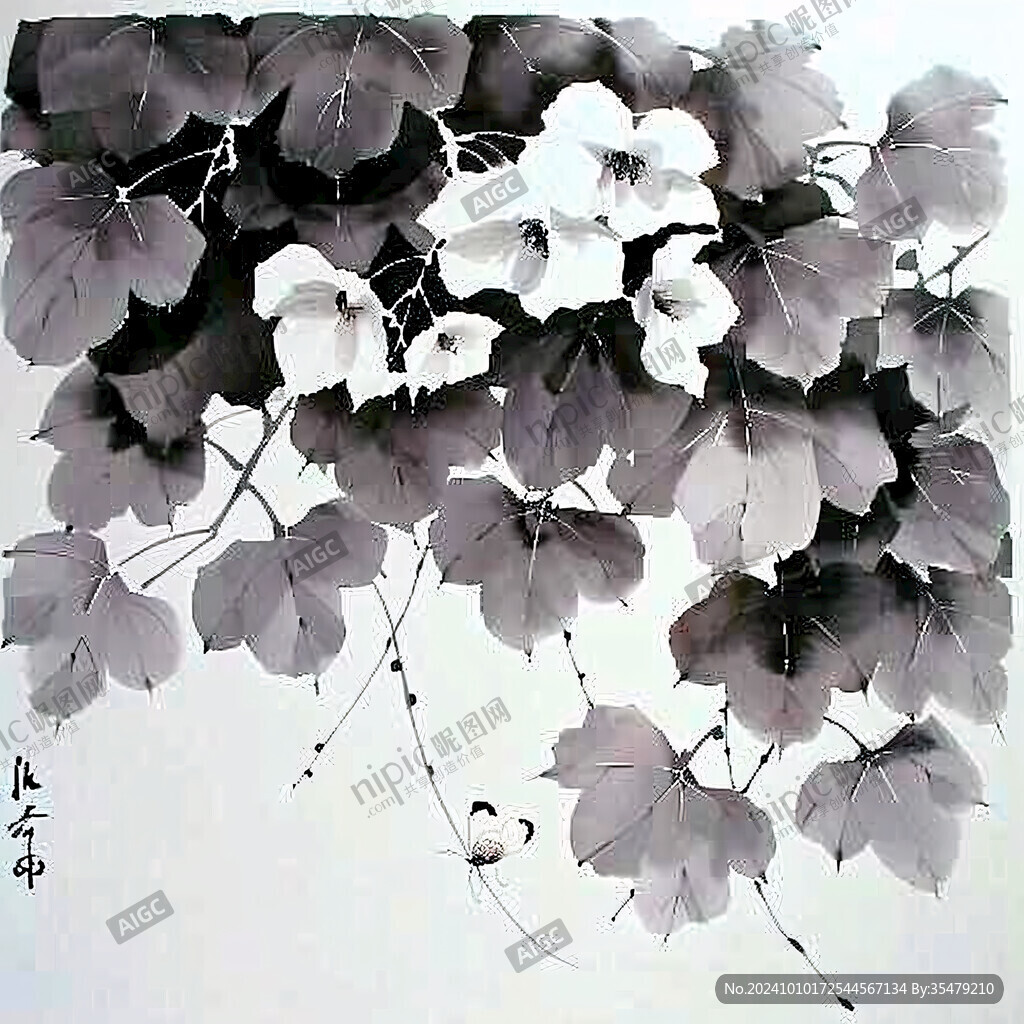 花鸟画国画牵牛花