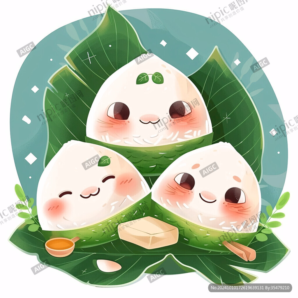 可爱粽子插图