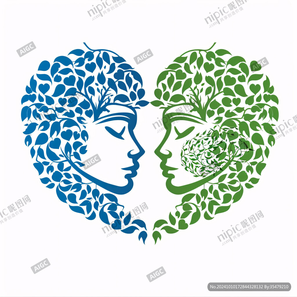 女人头像绿叶logo