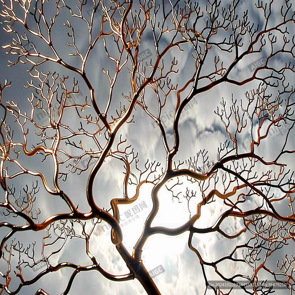 夕阳枯枝枯树枝