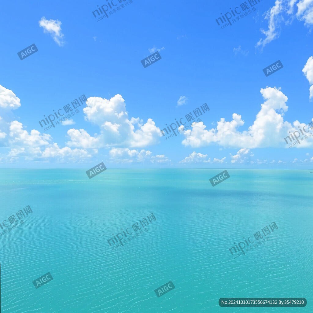 碧海蓝天湖面湖水碧绿