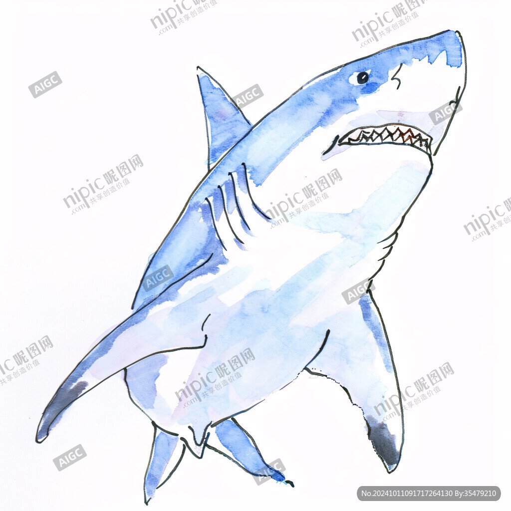 原创手绘鲨鱼