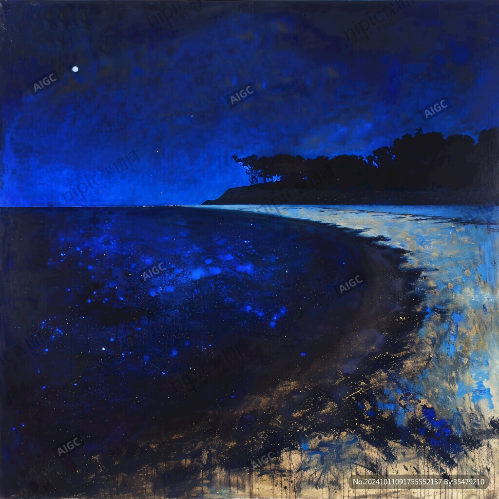 海天一色水彩画