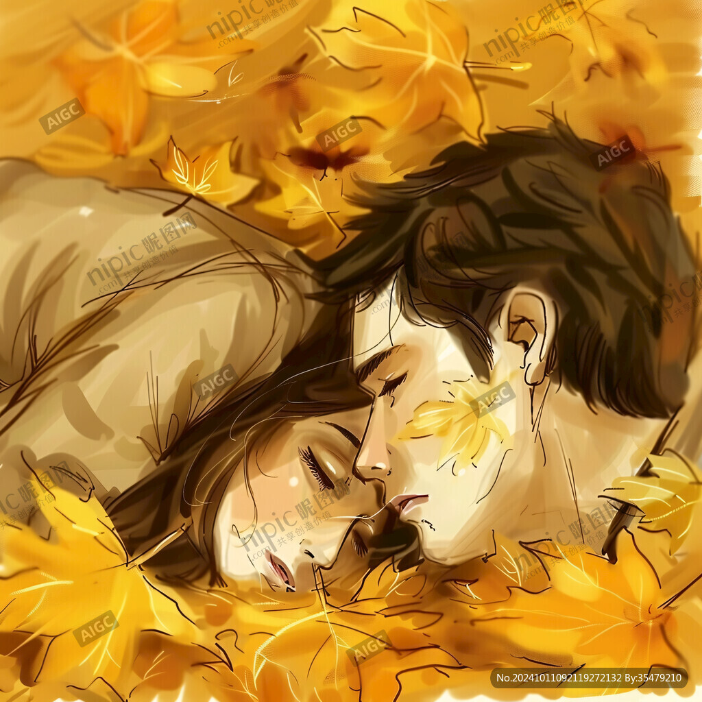 情侣拥抱浪漫插画