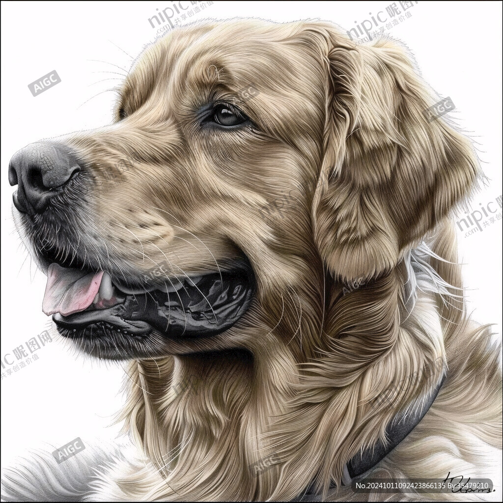 手绘金毛犬