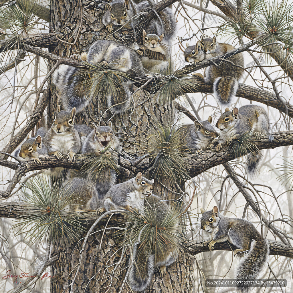冬眠松鼠装饰画