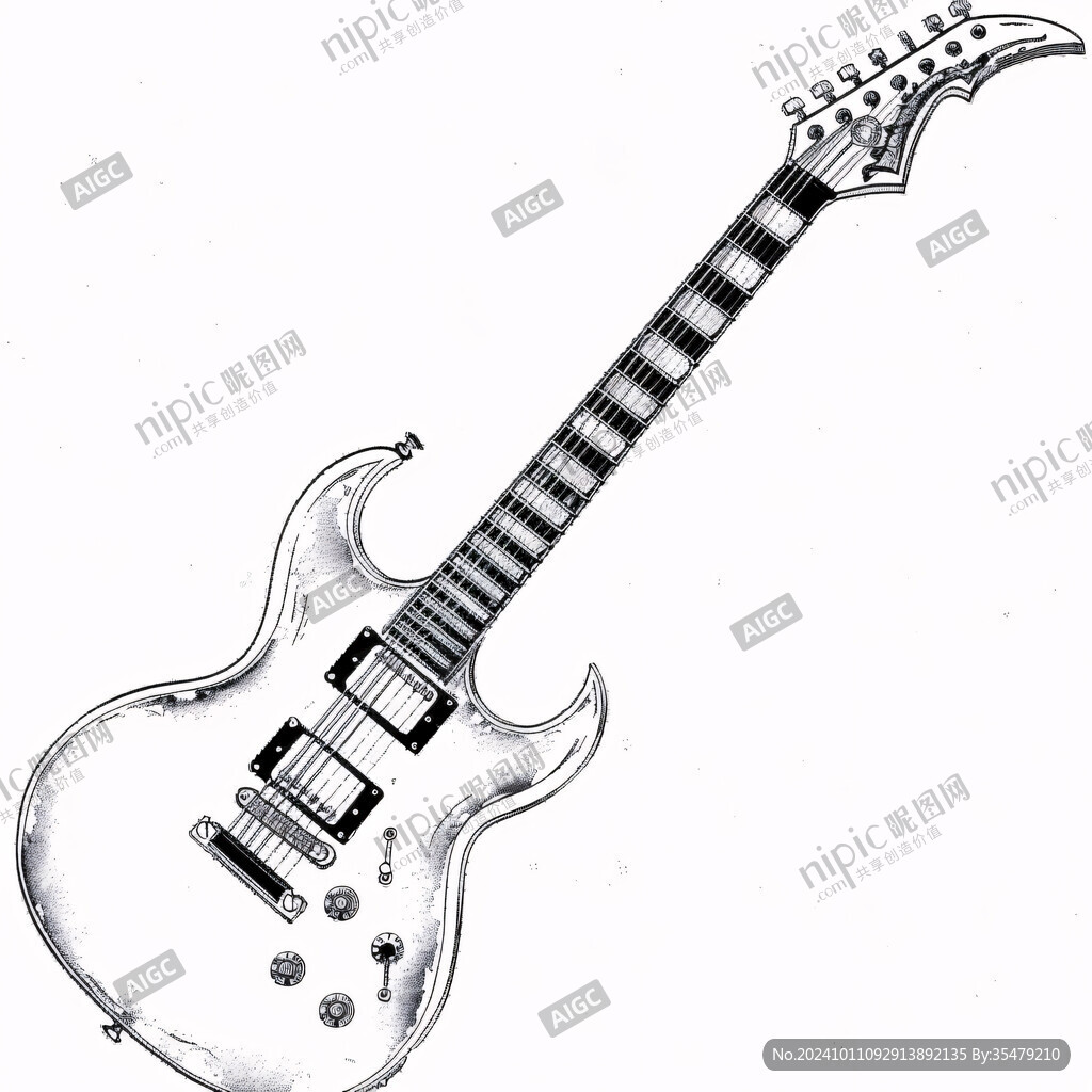 手绘电子吉他素材