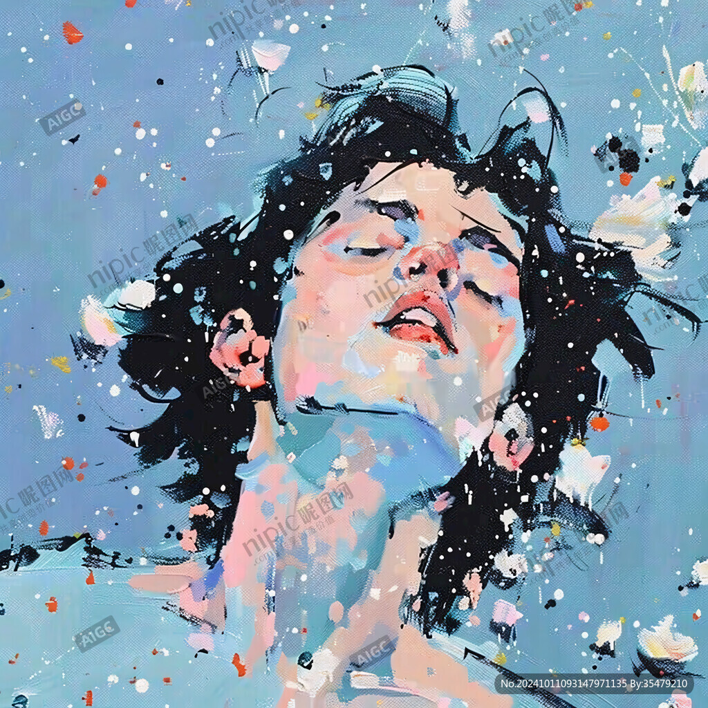 唯美抽象画水彩画女人