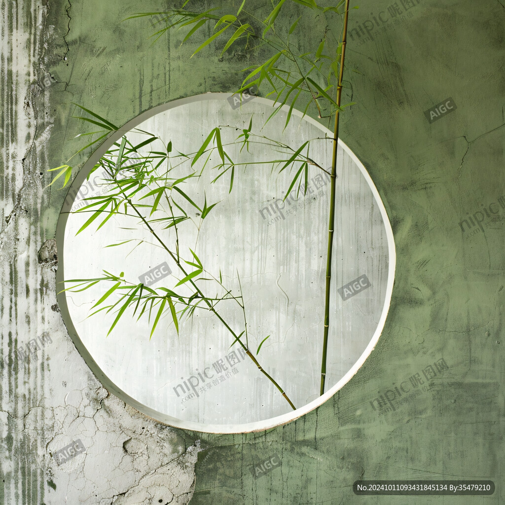圆形竹子装饰画