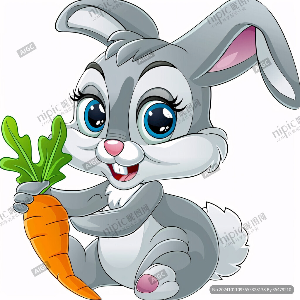 抱着胡萝卜的可爱兔子