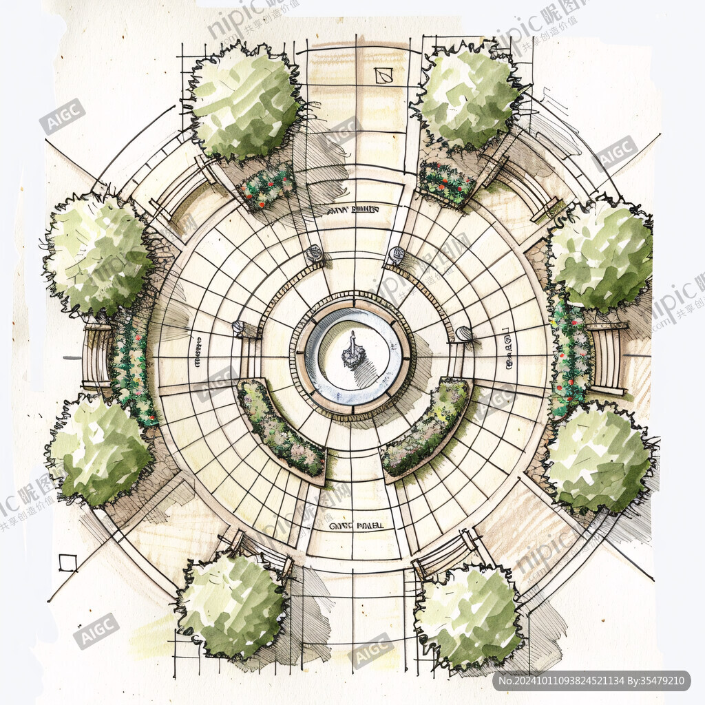 手绘植物组团彩平