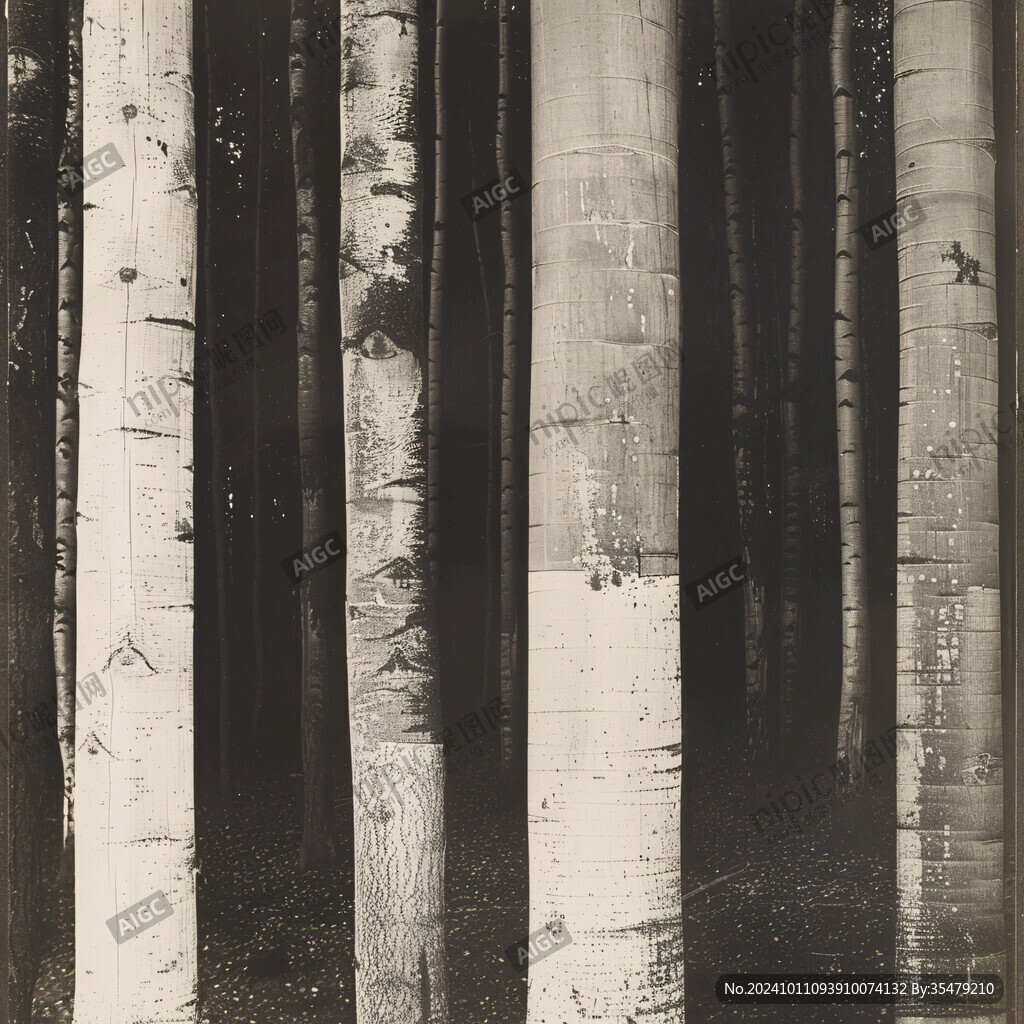 电脑画抽象秋季白桦林