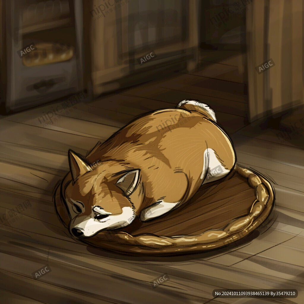 忧郁的小狗插画