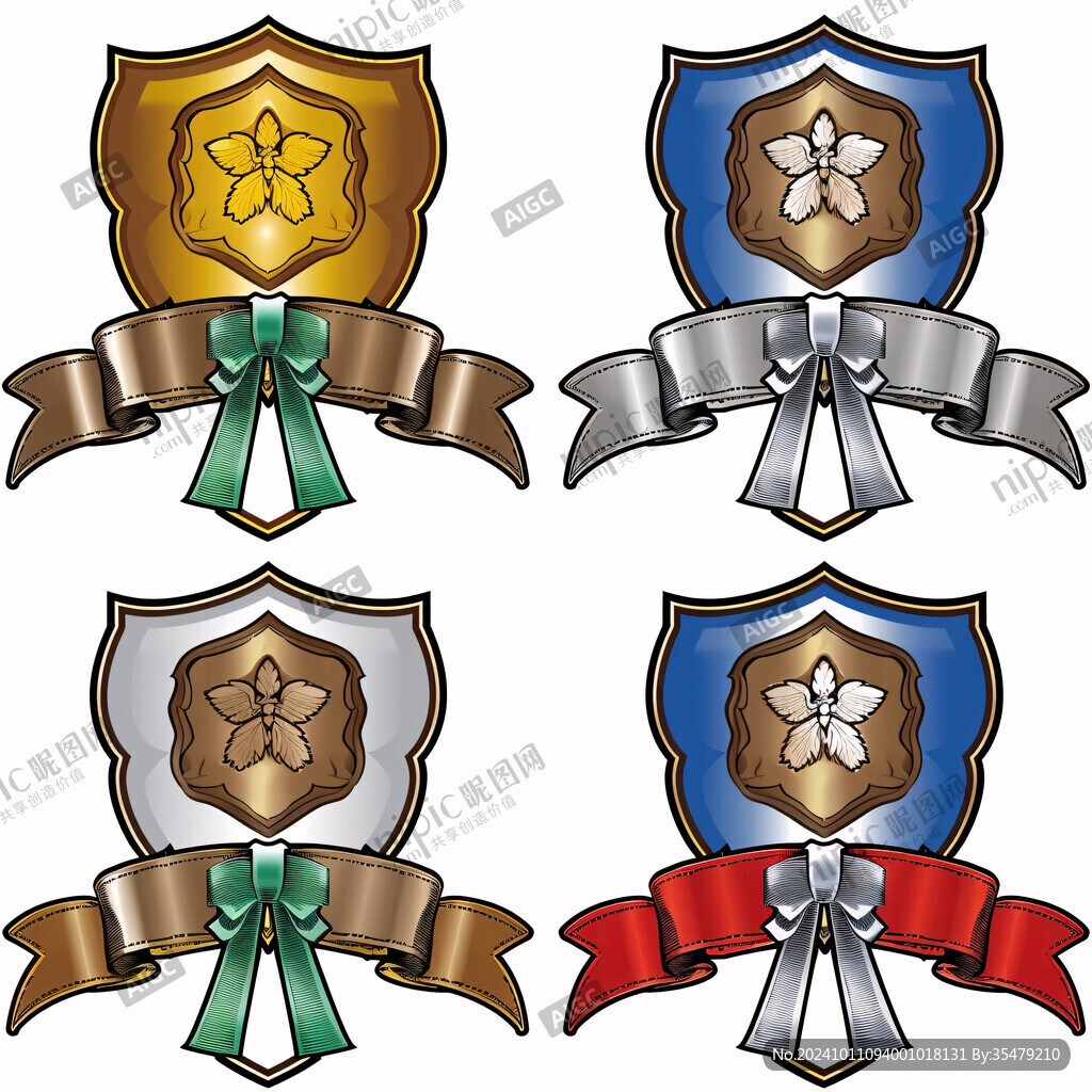 盾牌盾形飘带经典老式