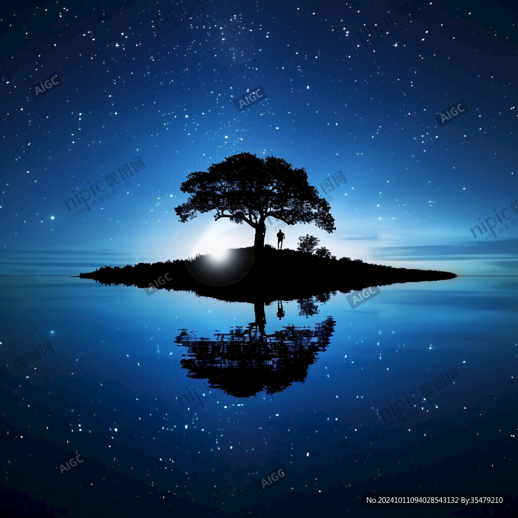 三潭映月星空背景