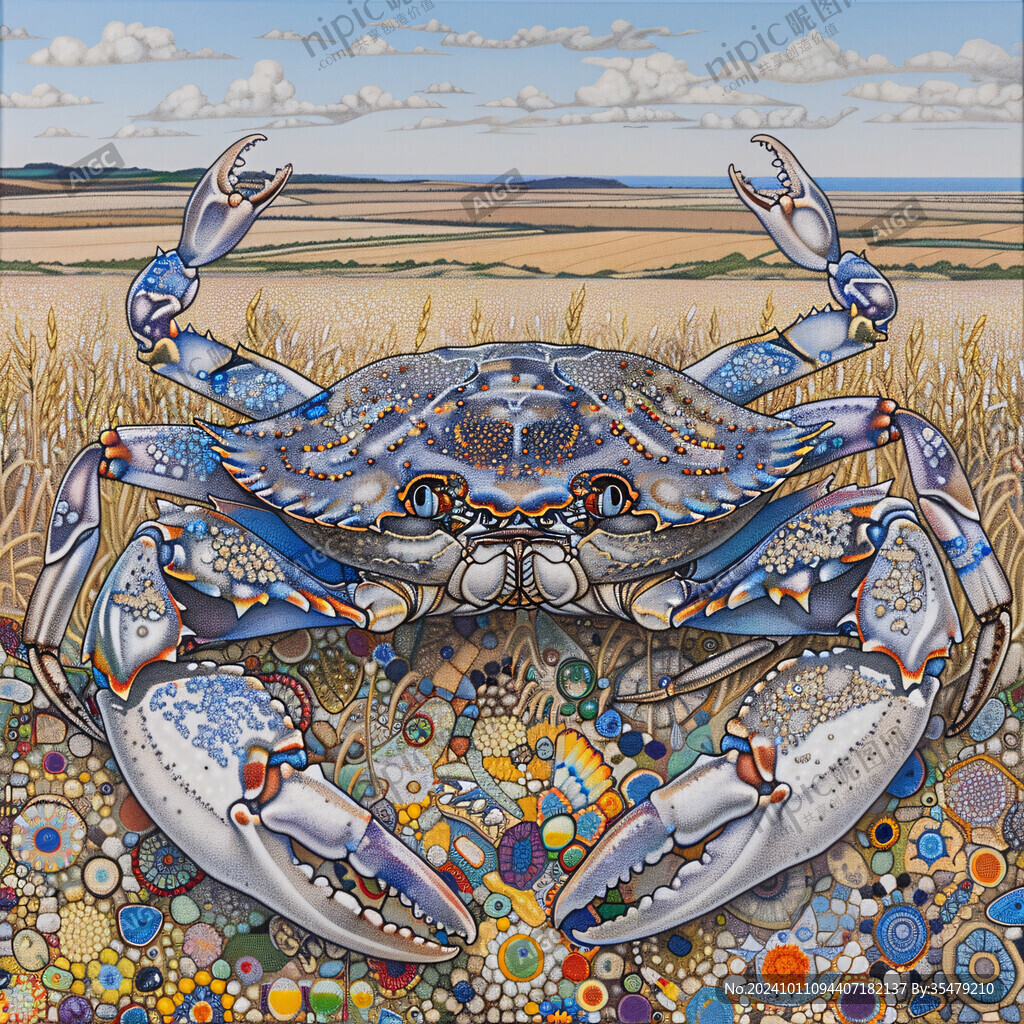 卡通螃蟹装饰画