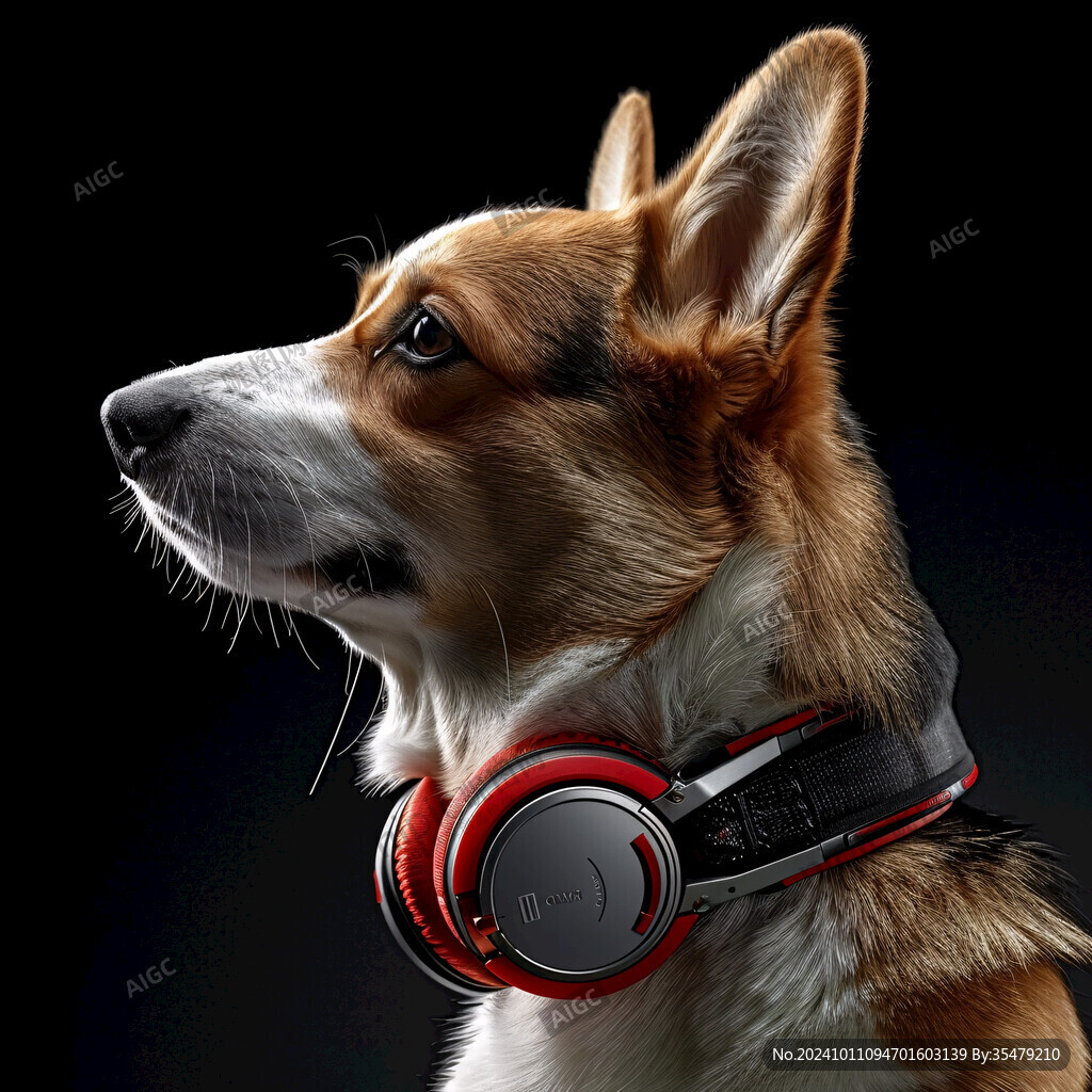 戴耳机的狗狗