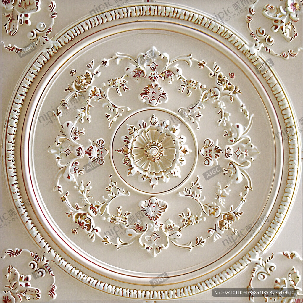 欧式圆形浮雕金花