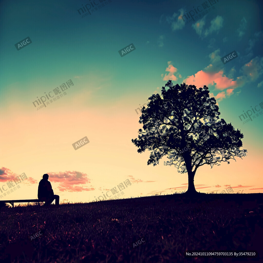 大树下坐着的情侣