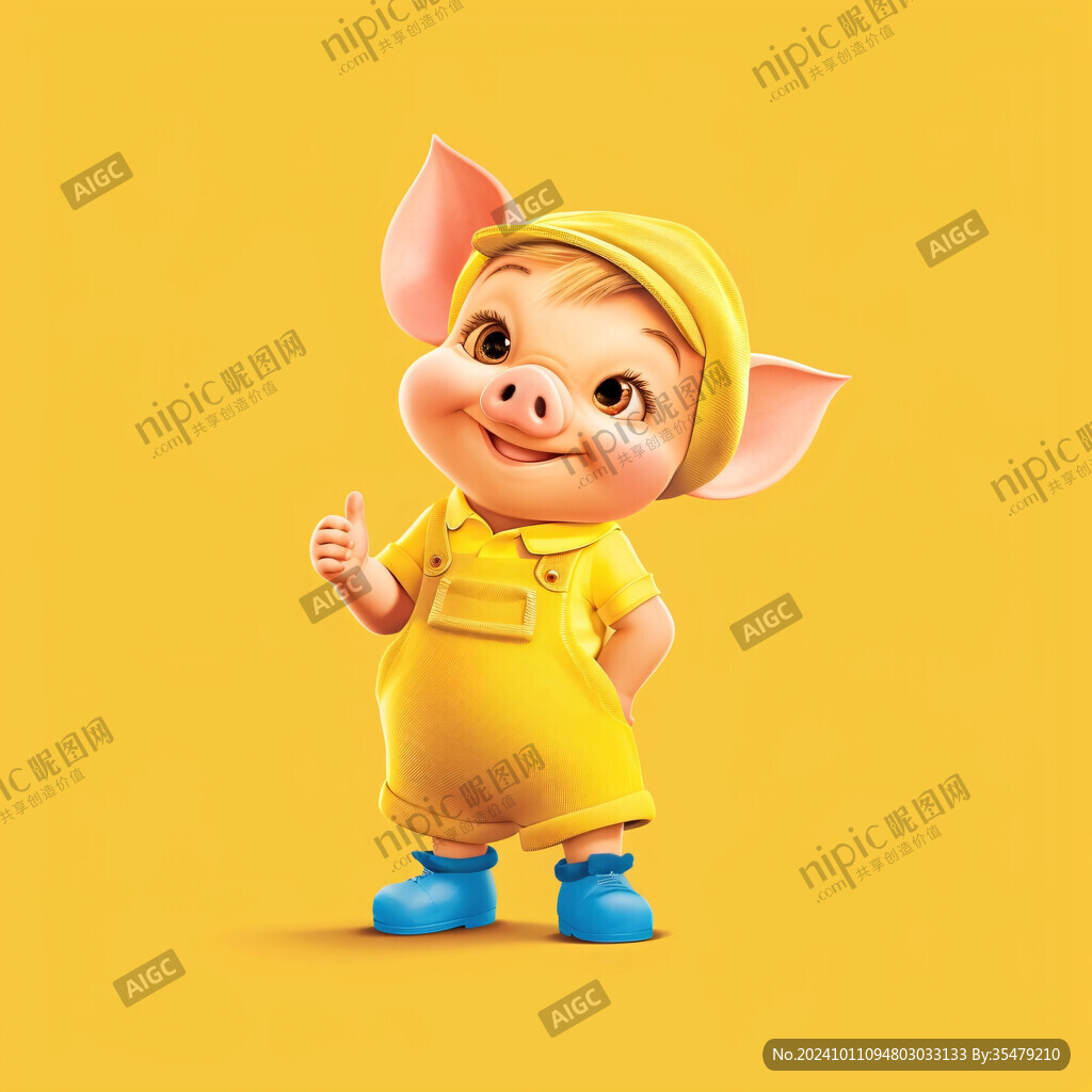 可爱小猪厨师竖大拇指