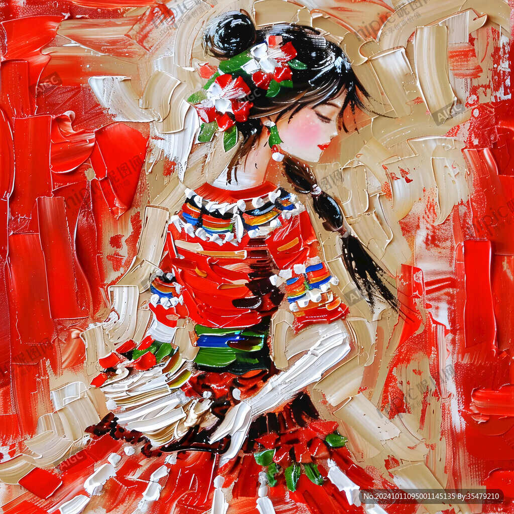 无框画少数民族女孩