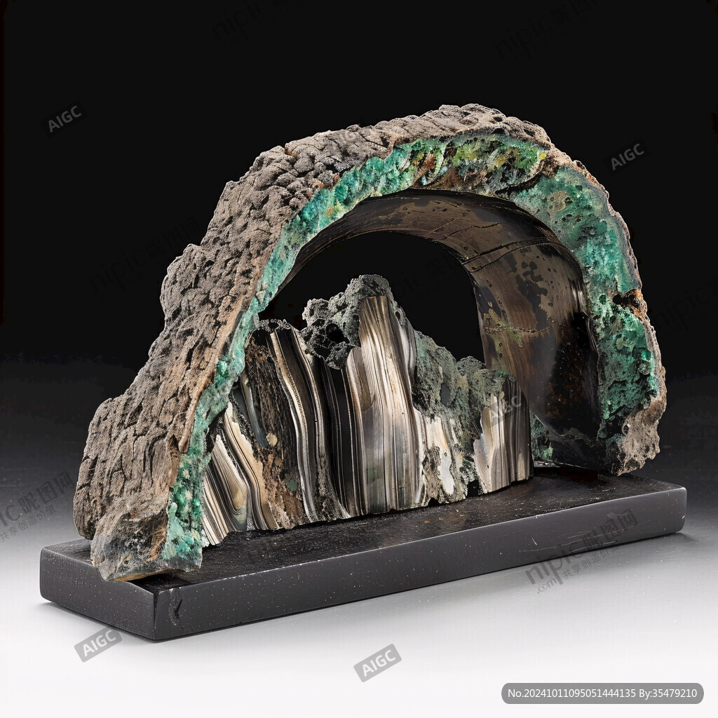 山形孔雀石摆件