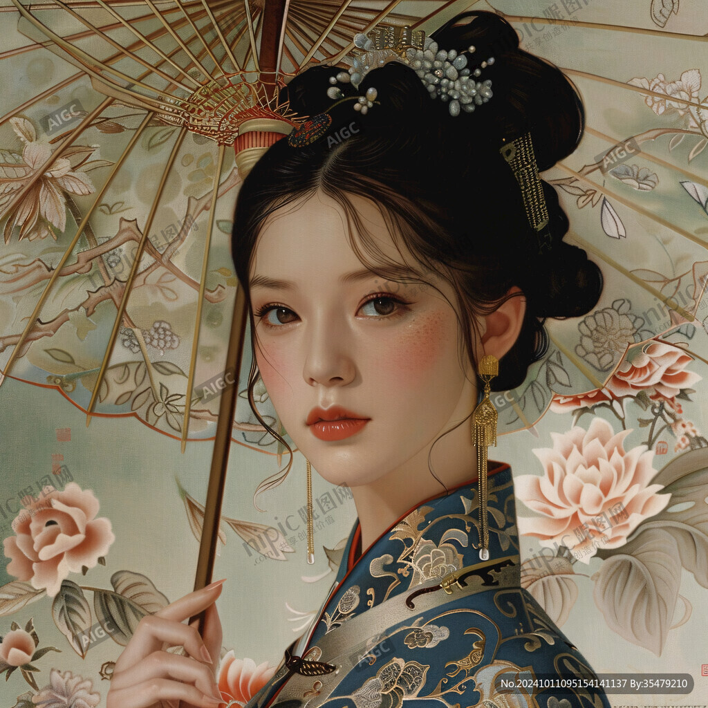 宫廷美女人物插画