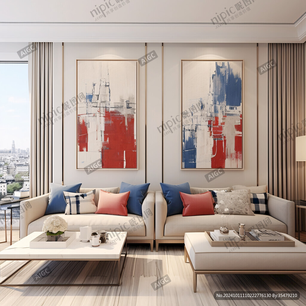 现代沙发背景挂画