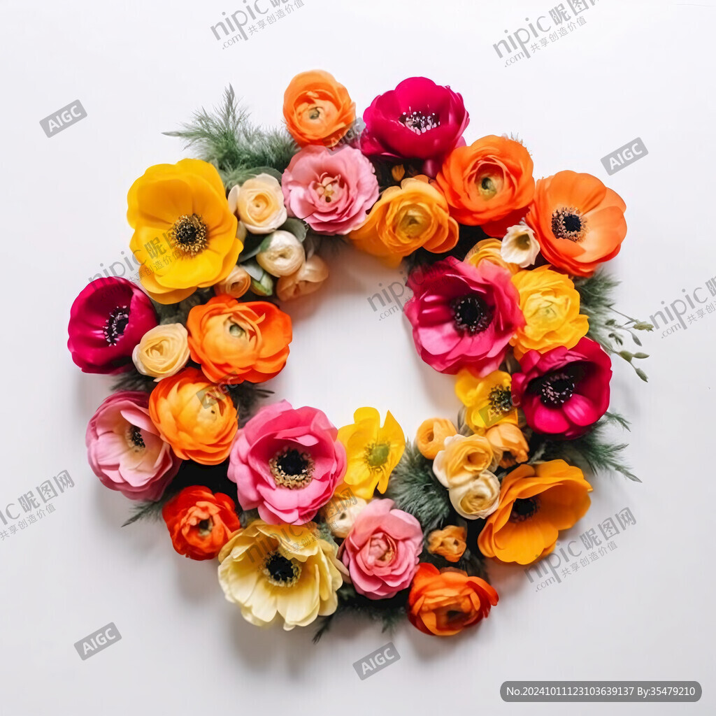 橡皮泥花环插画