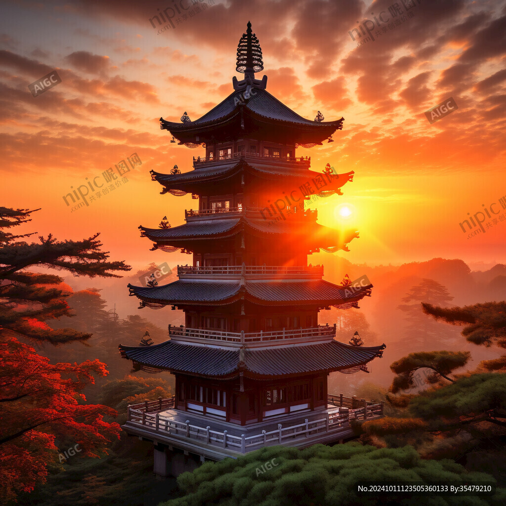 应星楼中国风山水意境