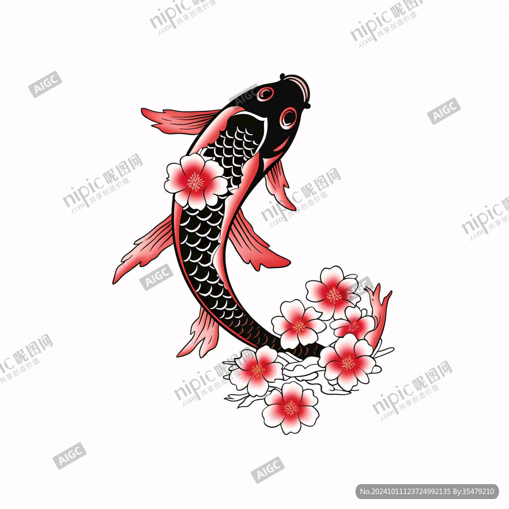 吉祥装饰插画如鱼得水